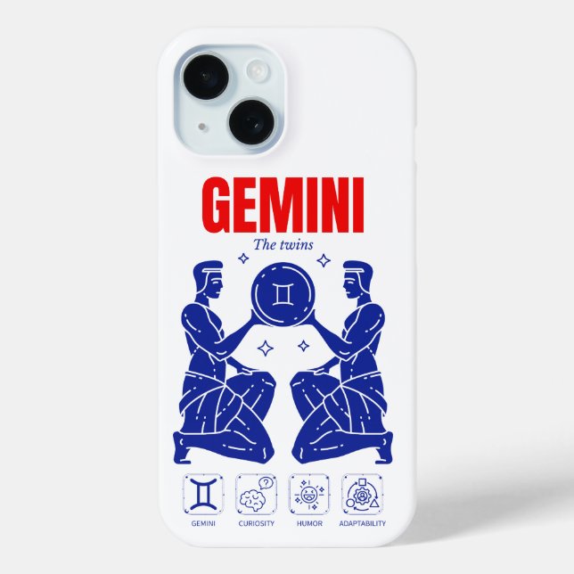 Gemini Zodiac Duality Astrology Line Art Case-Mate iPhone Case (Back)