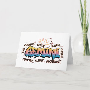 Gemini Zodiac  Graffiti  Card
