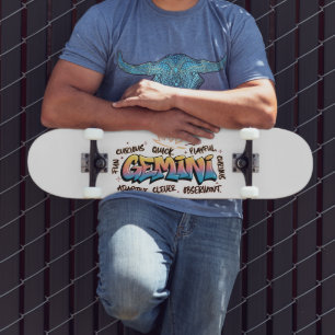 Gemini Zodiac  Graffiti  Skateboard