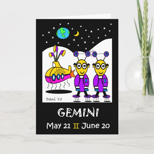 Gemini Zodiac Greeting Card (Front)