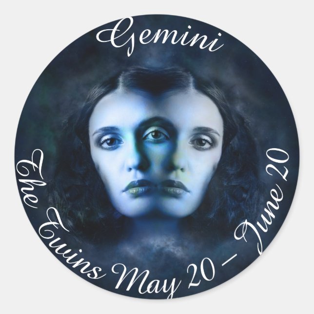Gemini Zodiac Horoscope Mystical Twins Sticker (Front)