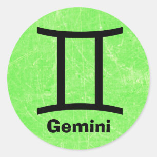 Gemini Zodiac Horoscope Sign Lime Green Sticker