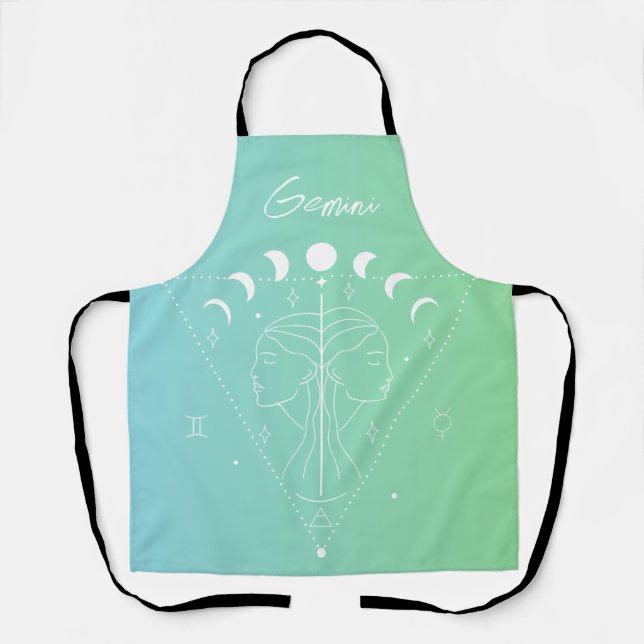 Gemini zodiac horoscope star sign gradient apron (Front)