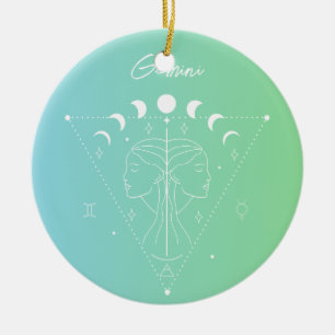 Gemini zodiac horoscope star sign gradient ceramic ornament