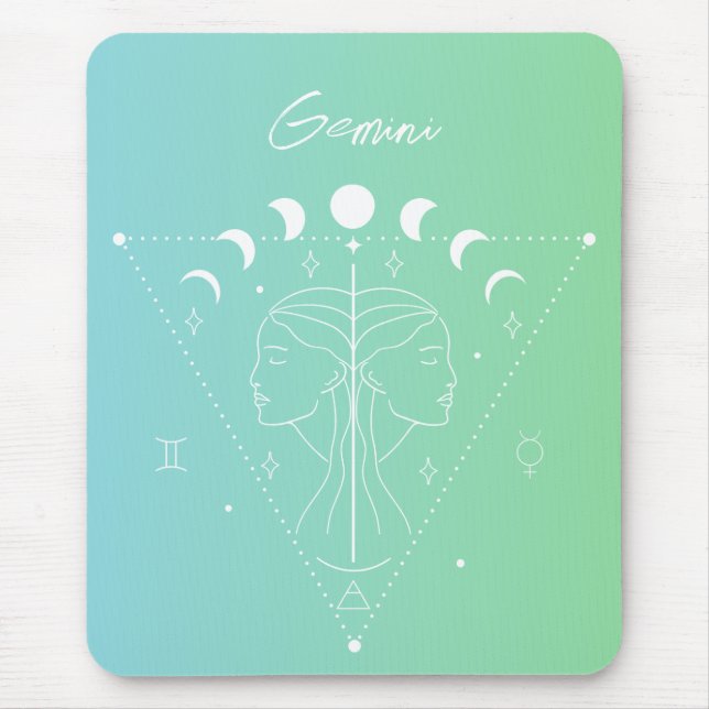 Gemini zodiac horoscope star sign gradient mouse pad (Front)