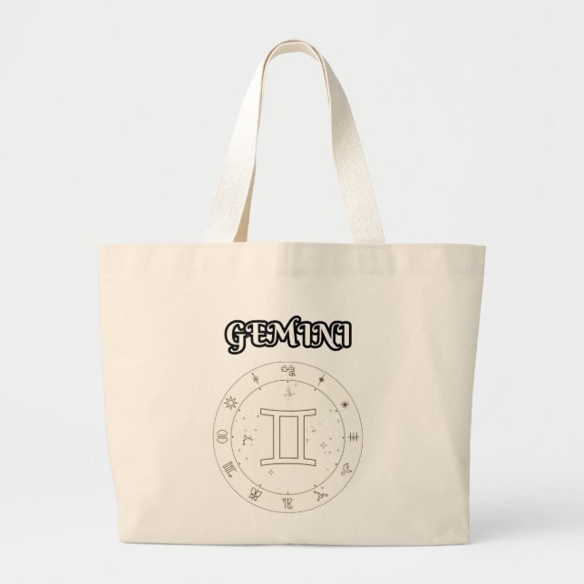 gemini zodiac large tote bag (Front)