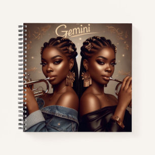 Gemini Zodiac Musician Trumpet Notebook