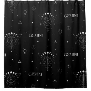 Gemini Zodiac Seamless Pattern – Celestial Twin 1 Shower Curtain
