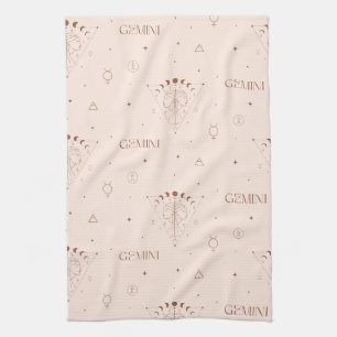 Gemini Zodiac Seamless Pattern – Celestial Twin 2 Tea Towel