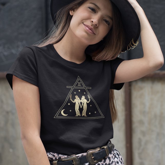 Gemini Zodiac Sign Air Element in Gold T-Shirt (Creator Uploaded)