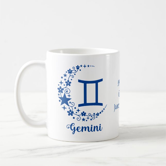 Gemini Zodiac Sign Astrology Birthday Blue White   Coffee Mug (Left)