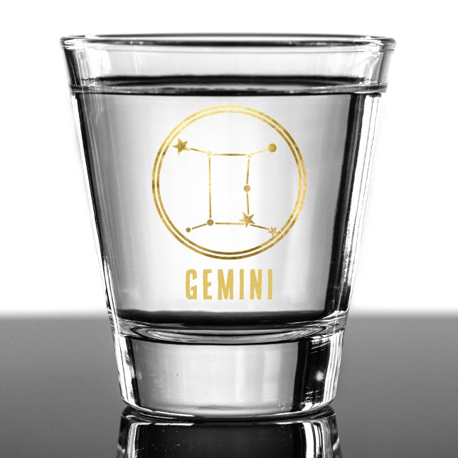 Gemini Zodiac Sign Astrology Horoscope Gold Shot Glass (gold gemini zodiac sign shot glass)