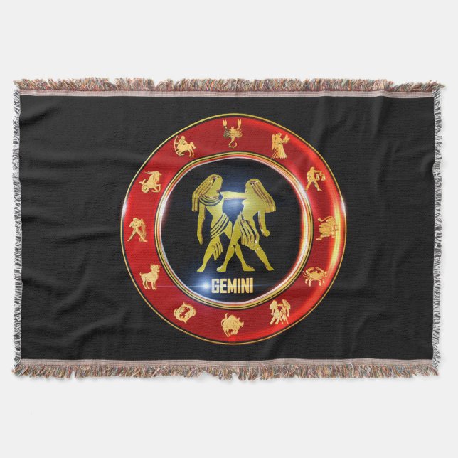 Gemini Zodiac Sign Astrology Throw Blanket (Front)