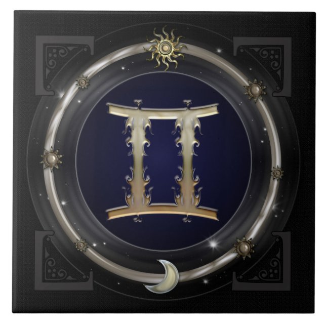 Gemini Zodiac Sign Ceramic Tile (Front)