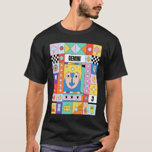 Gemini Zodiac Sign Colourful Collage Astrology Bir T-Shirt