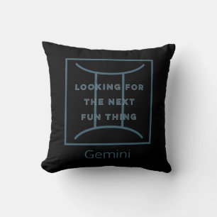 Gemini Zodiac Sign Fun Quote Blue Birthday Cushion