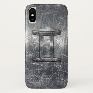 Gemini Zodiac Sign Grunge Distressed Silver iPhone X Case