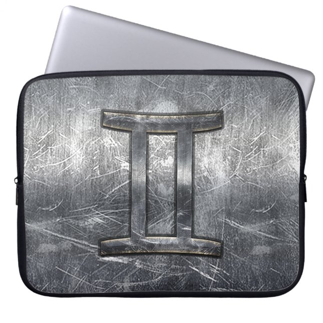 Gemini Zodiac Sign in Grunge Distressed Style Laptop Sleeve (Front)