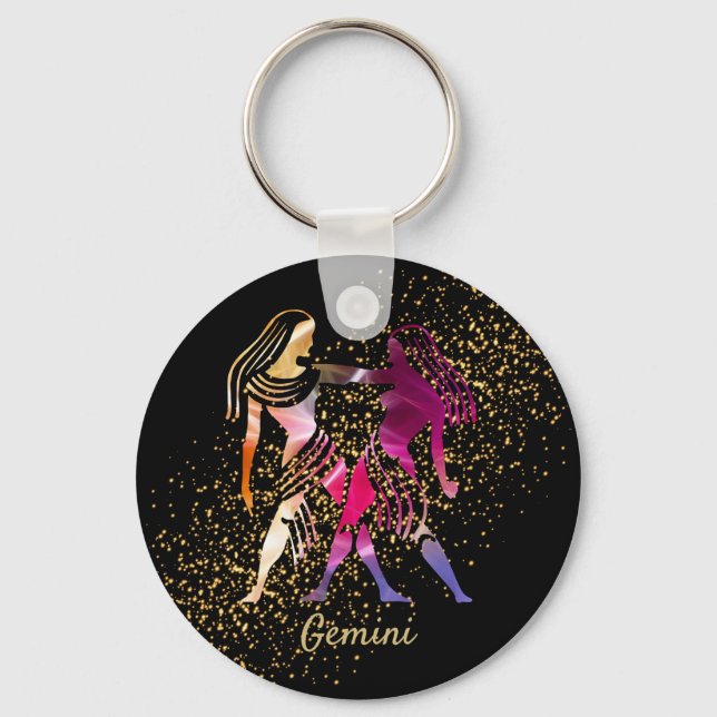 Gemini - Zodiac Sign Key Ring (Front)