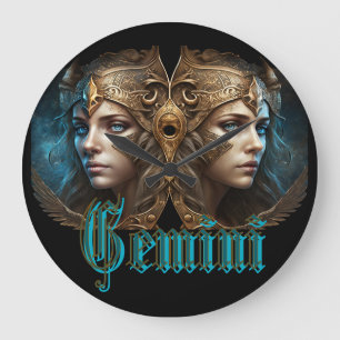 Gemini Zodiac Sign Large Clock