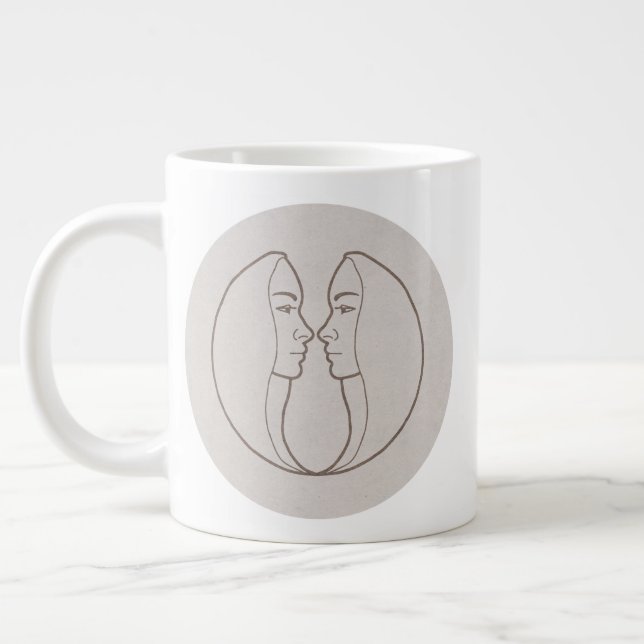Gemini Zodiac Sign Large Coffee Mug (Left)