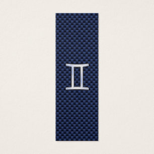 Gemini Zodiac Sign on Blue Carbon Fibre Style