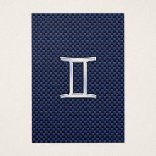 Gemini Zodiac Sign on Blue Carbon Fibre Style