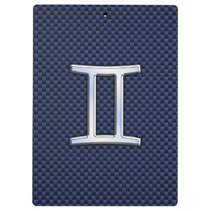Gemini Zodiac Sign on Blue Carbon Fibre Style Clipboard