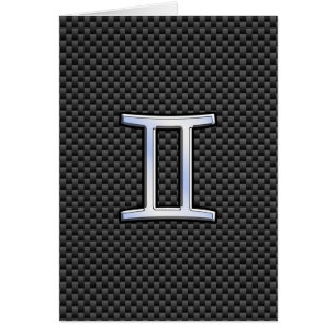 Gemini Zodiac Sign on Charcoal Carbon Fibre Print