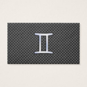 Gemini Zodiac Sign on Charcoal Carbon Fibre Print