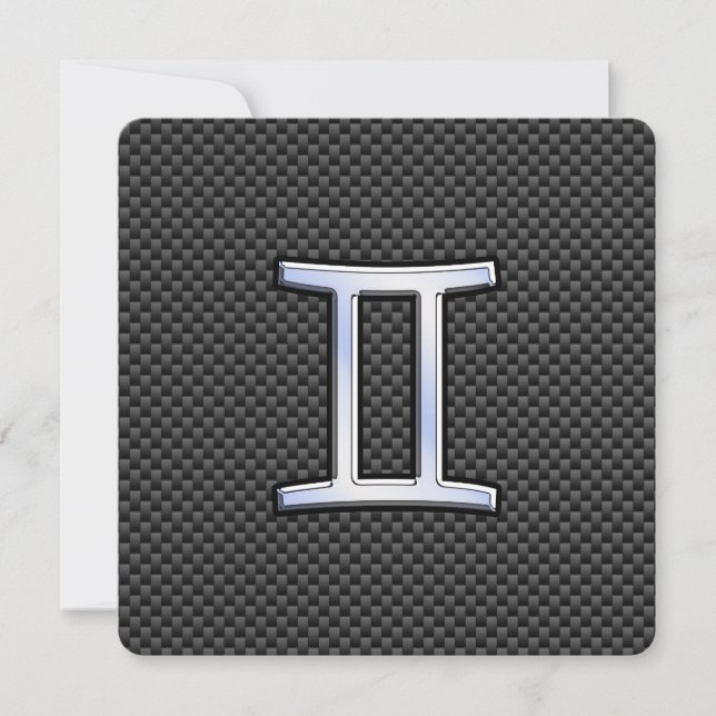 Gemini Zodiac Sign on Charcoal Carbon Fibre Print (Front)