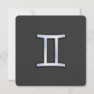 Gemini Zodiac Sign on Charcoal Carbon Fibre Print