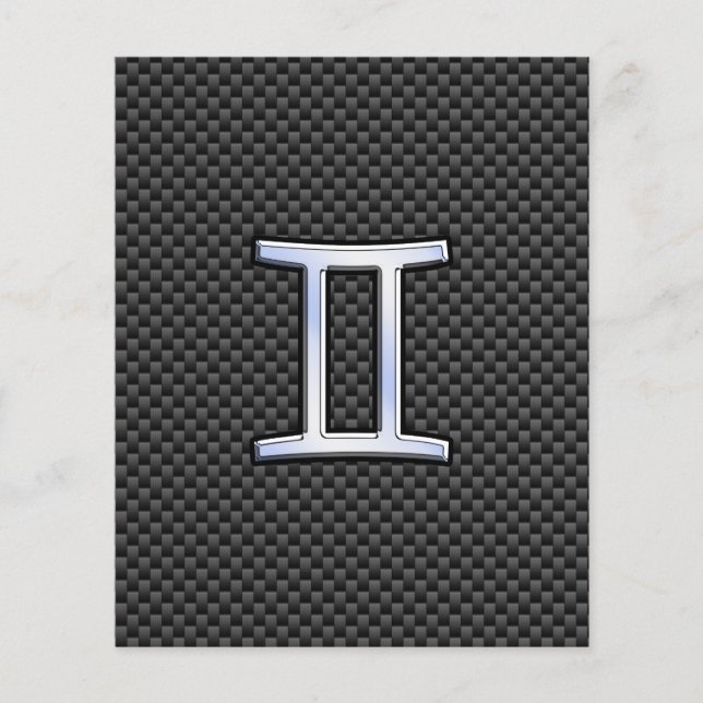 Gemini Zodiac Sign on Charcoal Carbon Fibre Print Flyer (Front)