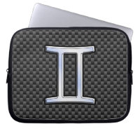 Gemini Zodiac Sign on Charcoal Carbon Fibre Print