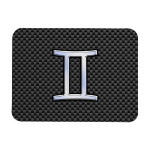 Gemini Zodiac Sign on Charcoal Carbon Fibre Print Magnet