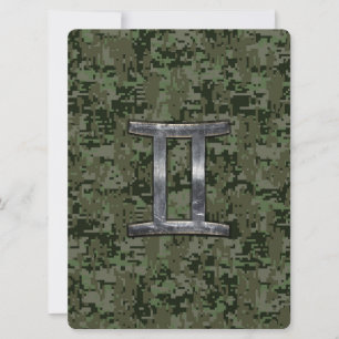Gemini Zodiac Sign on Green Digital Camo
