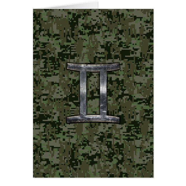 Gemini Zodiac Sign on Green Digital Camo (Front)