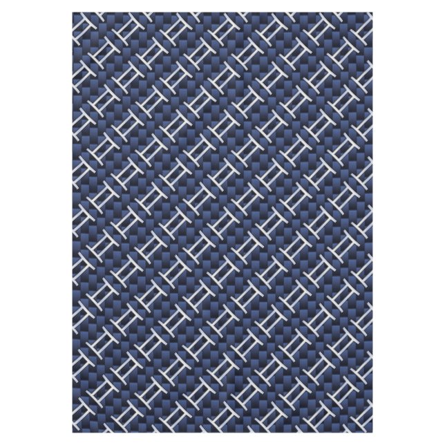 Gemini Zodiac Sign on Navy Blue Carbon Fibre Print Tablecloth (Front)