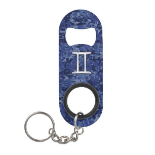 Gemini Zodiac Sign on Navy Blue Digital Camo