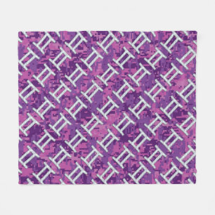 Gemini Zodiac Sign on Pink Digital Camo Fleece Blanket