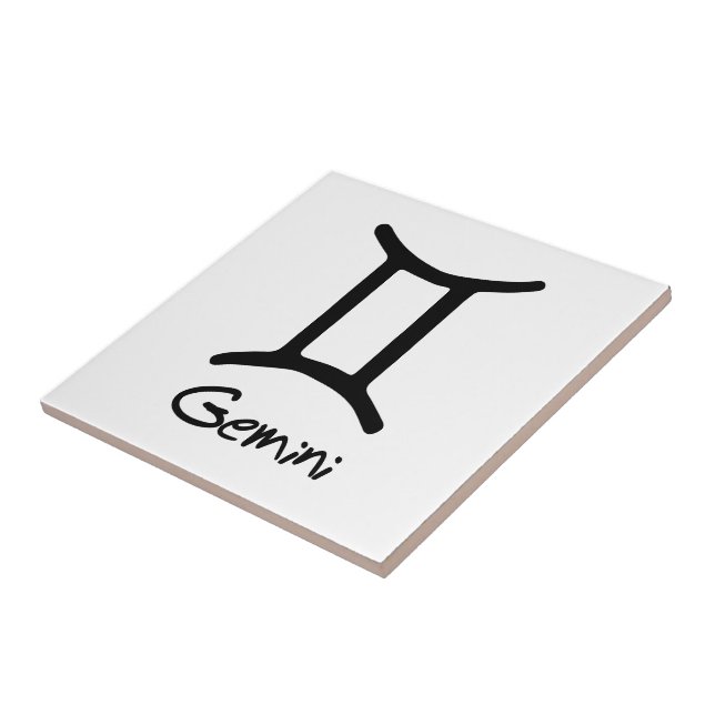 Gemini Zodiac Sign on White Background Ceramic Tile (Side)