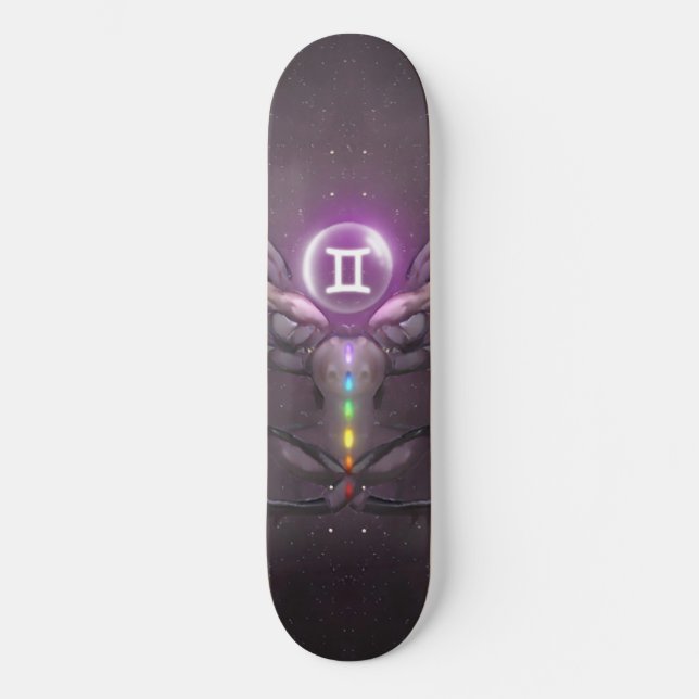 Gemini Zodiac Sign Seven Chakras Skateboard (Front)