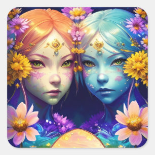 Gemini Zodiac Sign Square Sticker