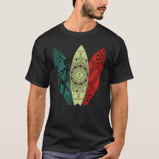 Gemini Zodiac Sign Surfboard Surfing Horoscope T-Shirt
