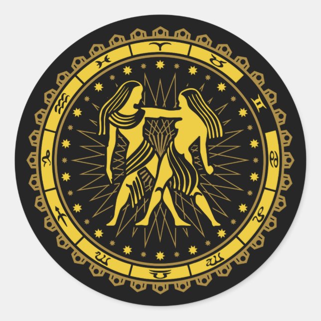 Gemini - Zodiac Sign - Symbol - Horoscope Classic Round Sticker (Front)