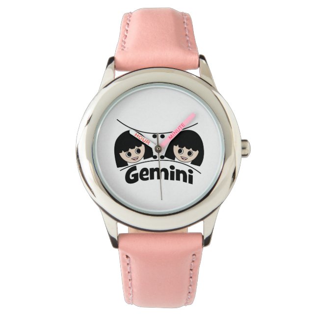 Gemini Zodiac Sign Twins Girls Kids Watch (Front)