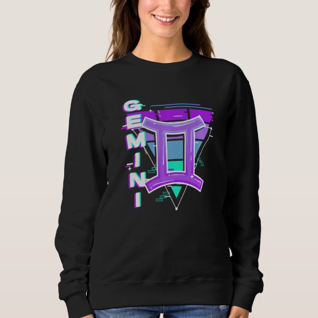 Gemini Zodiac Sign Vaporwave Aesthetics 80s 90s Me Sweatshirt (Front)