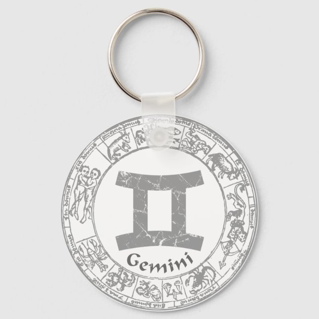 Gemini Zodiac sign vintage Key Ring (Front)