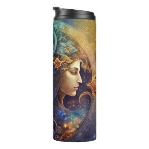 Gemini Zodiac Sign Watercolor Design Thermal Tumbler
