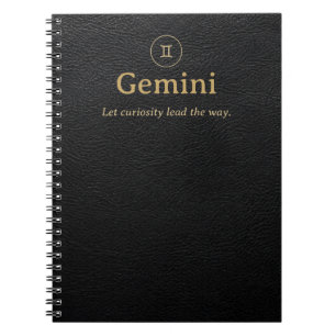 Gemini Zodiac Spiral Notebook - Faux Leather Look